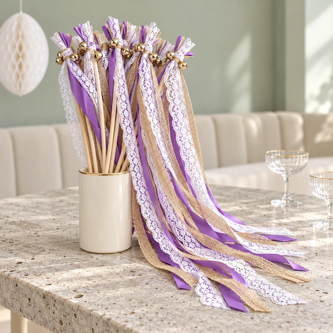 Baguette De Rubans Mauves Champêtre chic