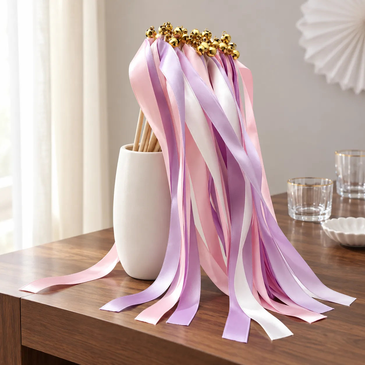 Baguette De Rubans Rose Et Violet pastel