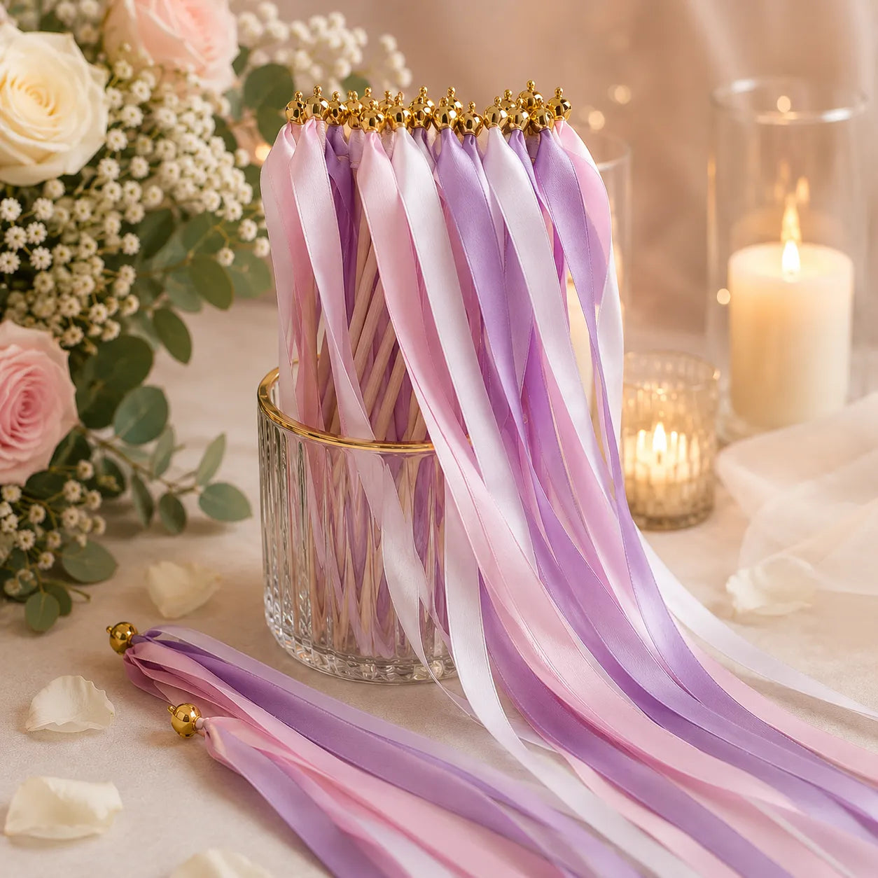 Baguette De Rubans Rose Et Violet romantique