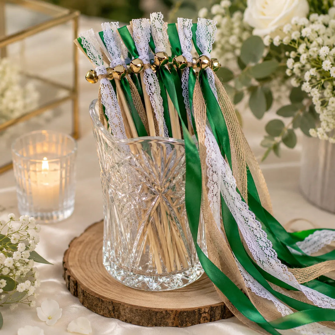 Baguette De Rubans Verts Bohème élégant