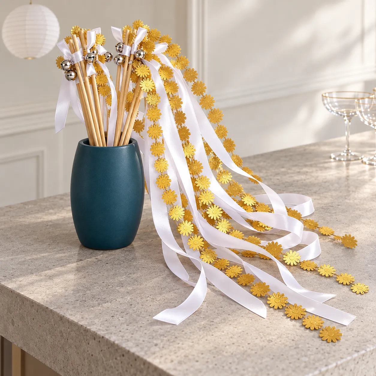 Baguette de Rubans Blanc et Or sublime
