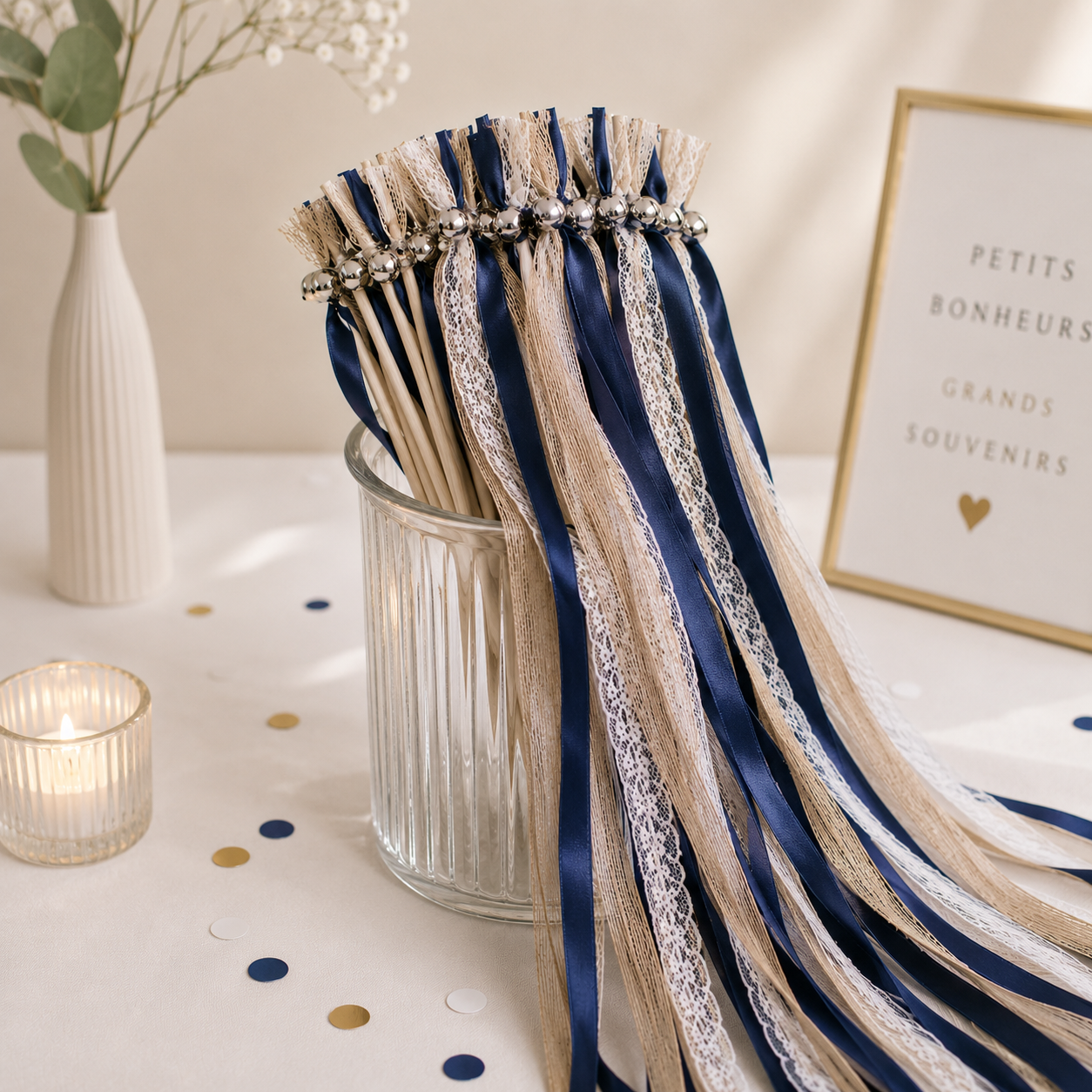 Baguette de Rubans Bleu Marine Boho Design