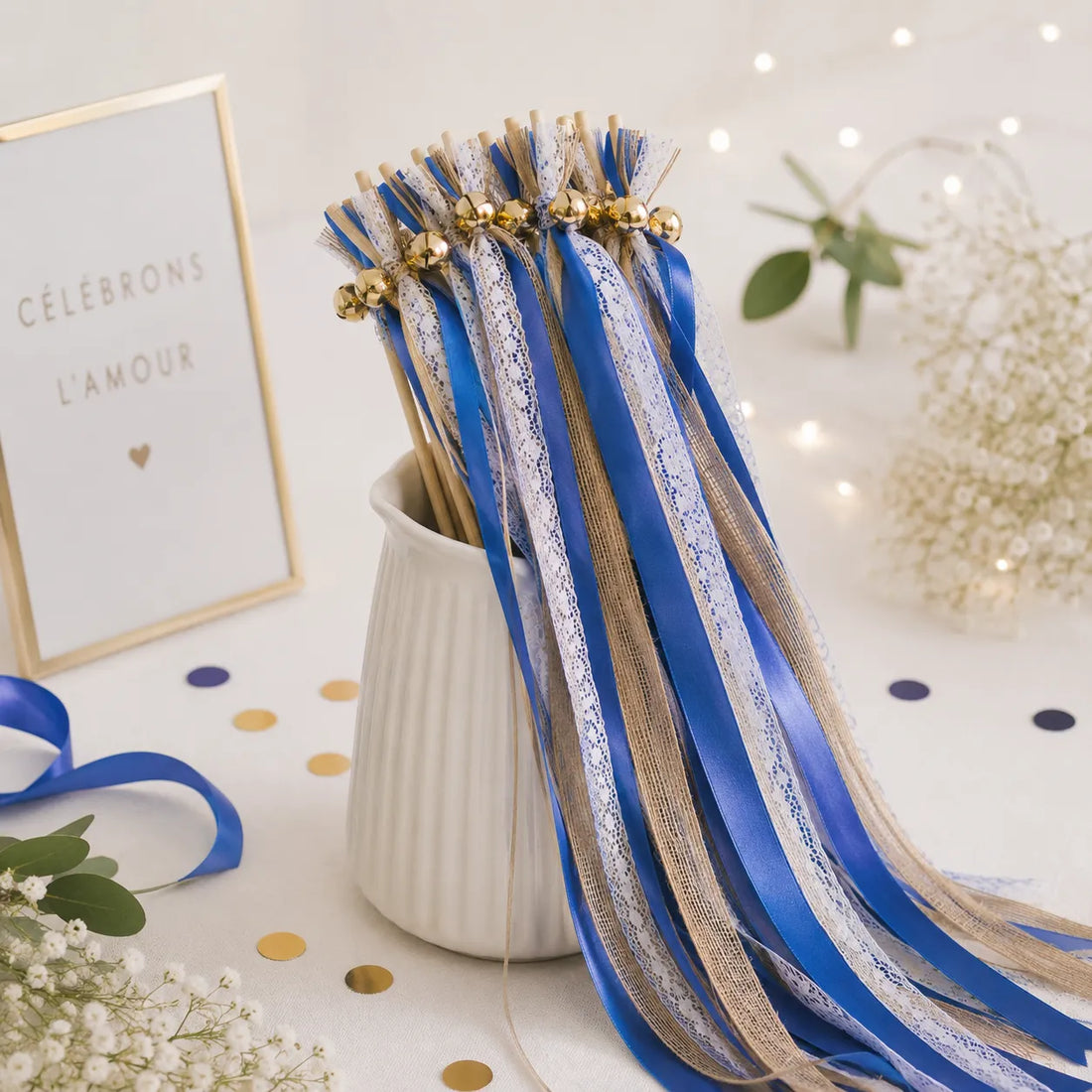 Baguette de Rubans Bleu et Dentelle 