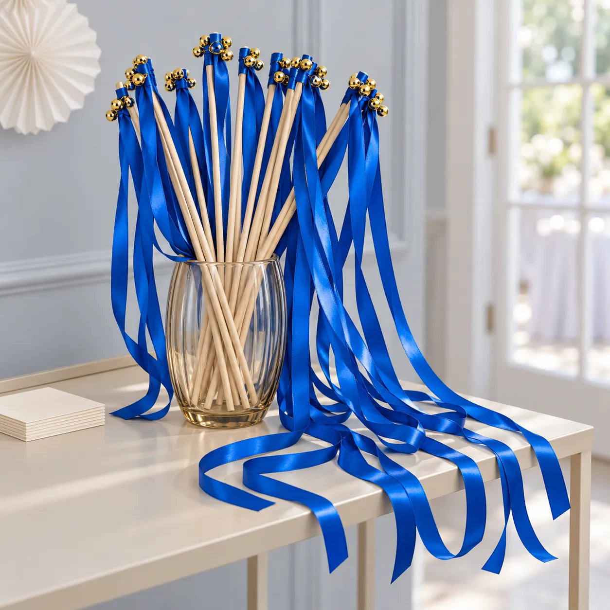 Baguette de Rubans Bleus Unis élégant