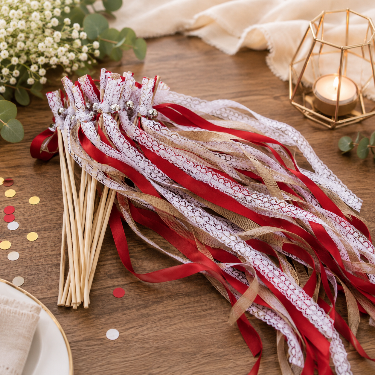 Baguette de Rubans Boho Rouge Design