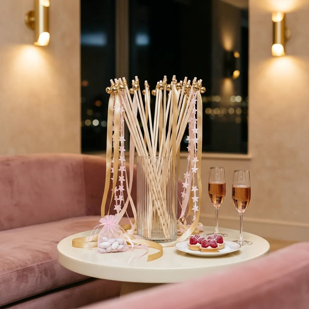 Baguette de Rubans à Etoiles Roses Cool