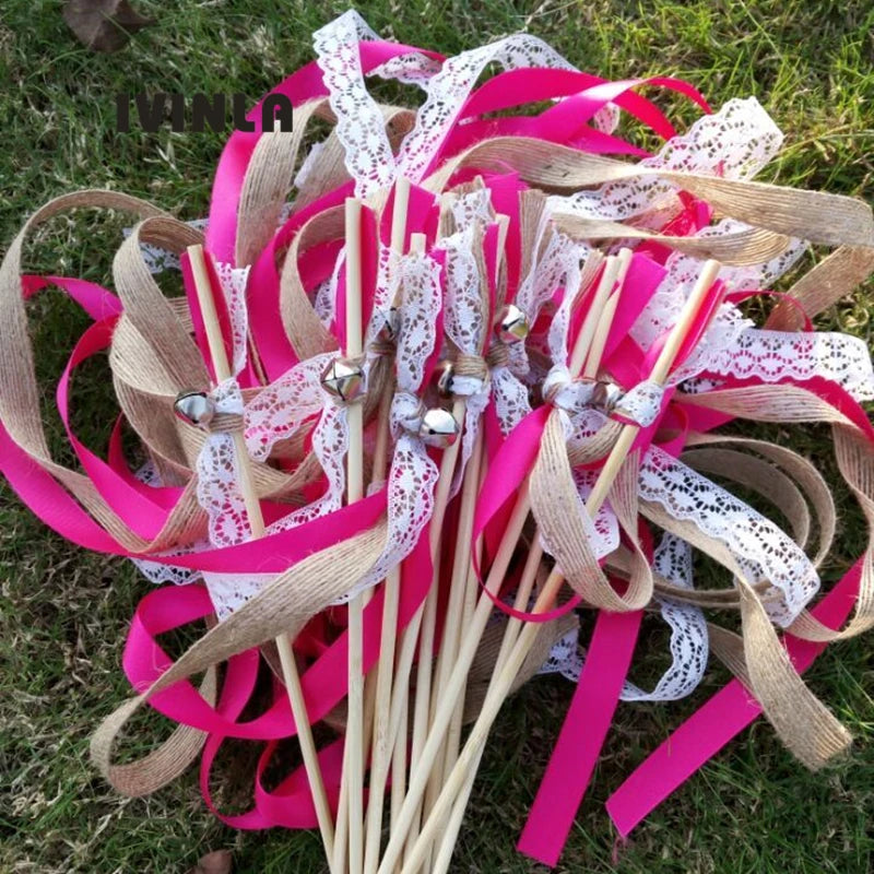 Baguette de Rubans Fuchsia et Dentelles Fantaisie