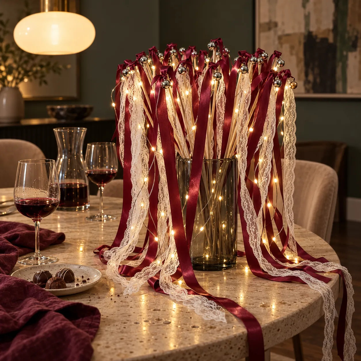 Baguette de Rubans à LED Bordeaux Romantique