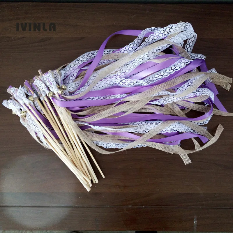 Baguette de Rubans Mariage Bohème Violet