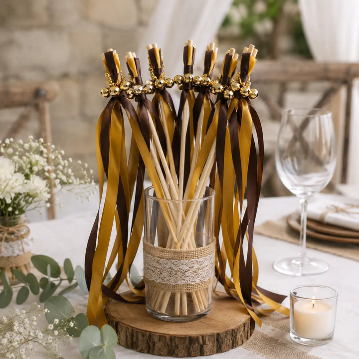 Baguette de Rubans Mariage Marron Raffinée 