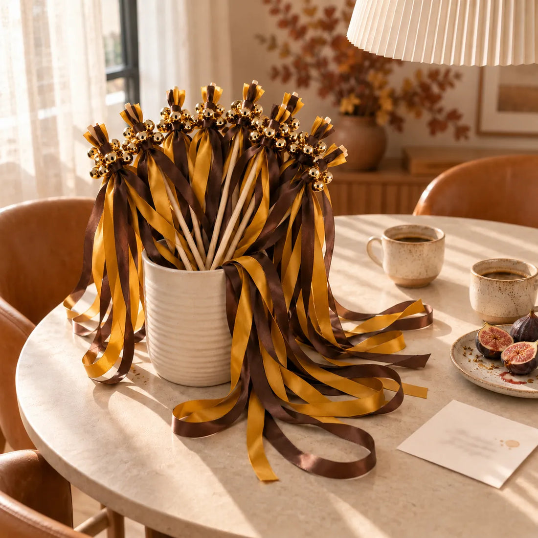 Baguette de Rubans Mariage Marron Raffinée Design