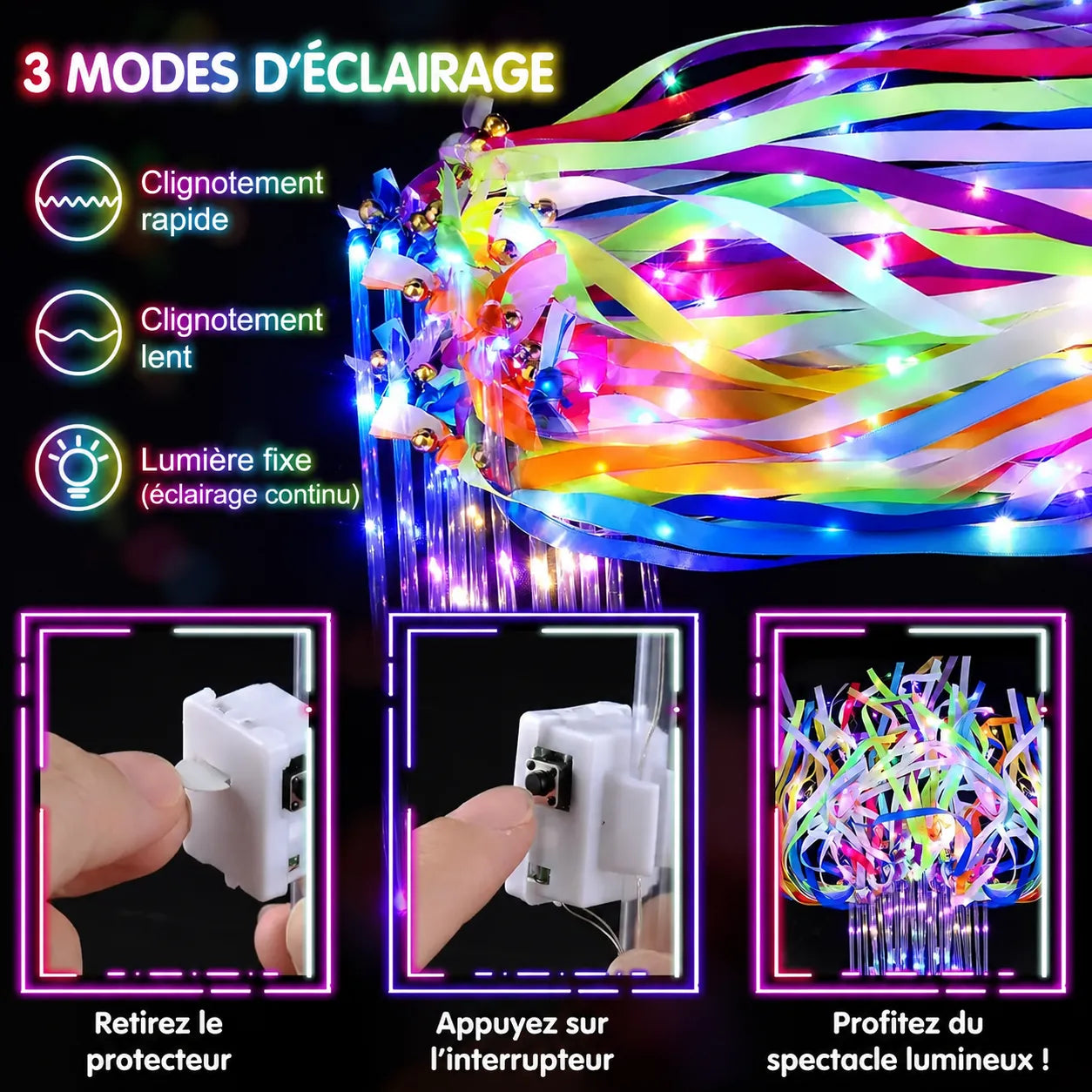 Baguette de Rubans Multicolores LED Stylé