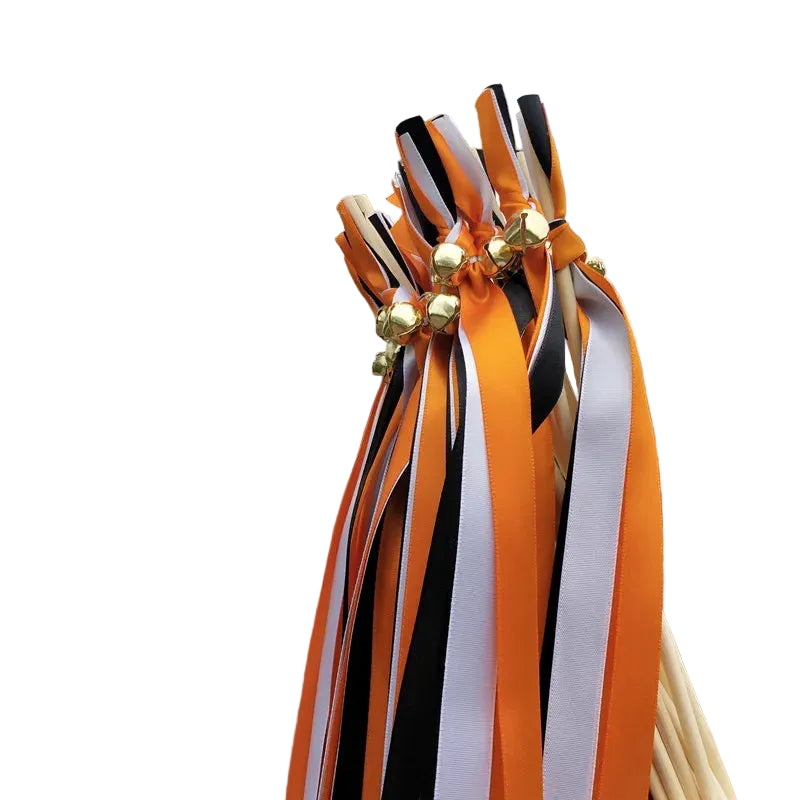 Baguette de Rubans Orange Noir et Blanc Unique