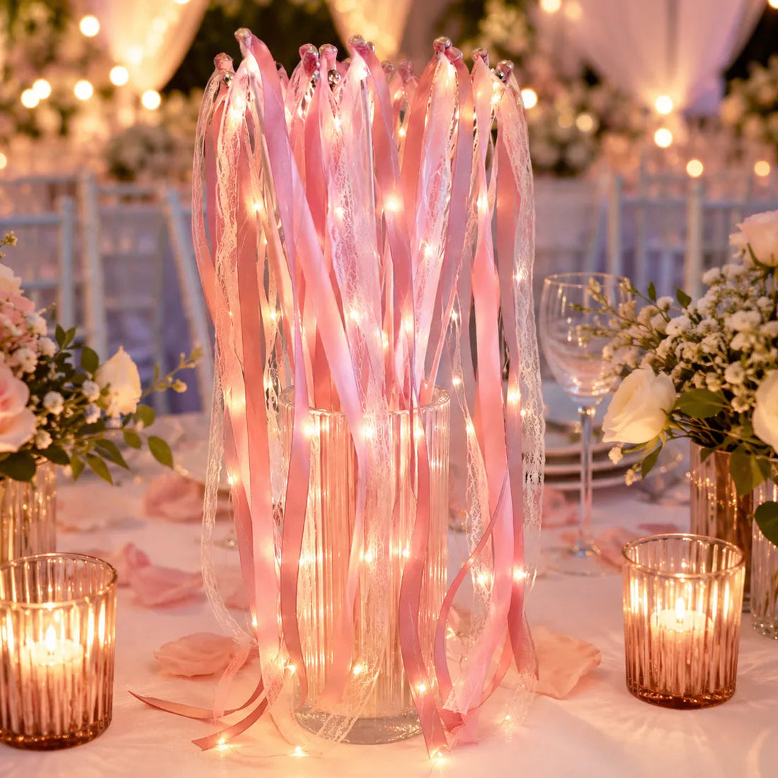 Baguette de Rubans Roses à LED