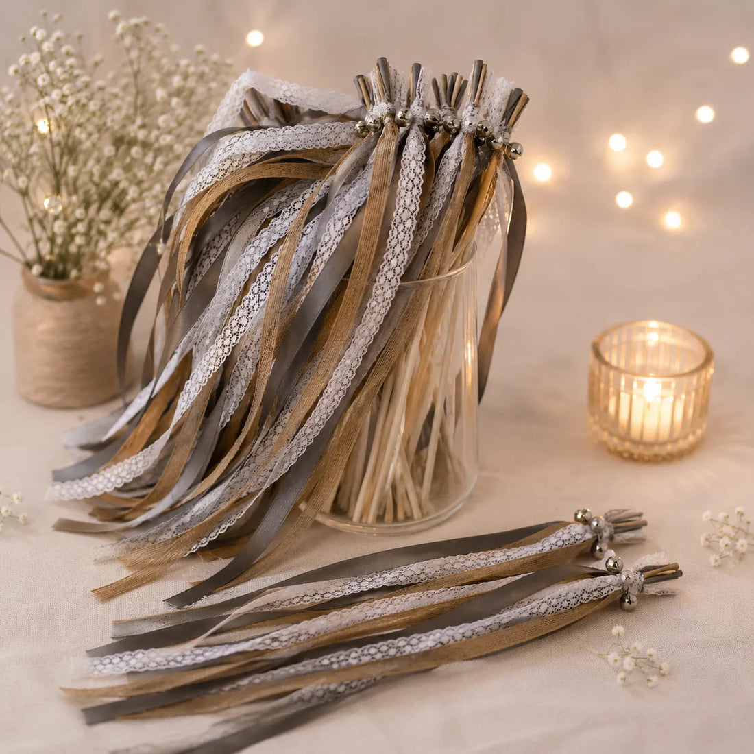 Baguette de Rubans Style Boho Brun Elégant