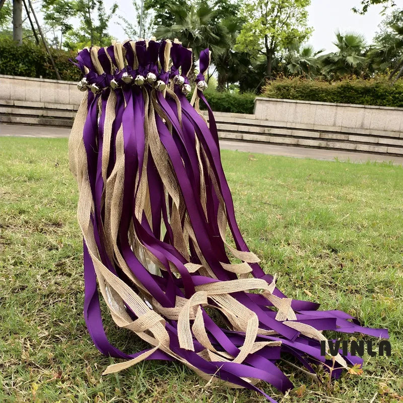 Baguette de Rubans Violet et Jute Elégant