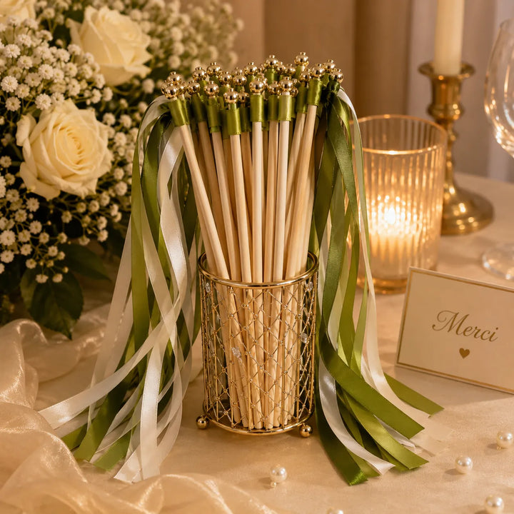 Baguettes De Rubans Verts Mariage