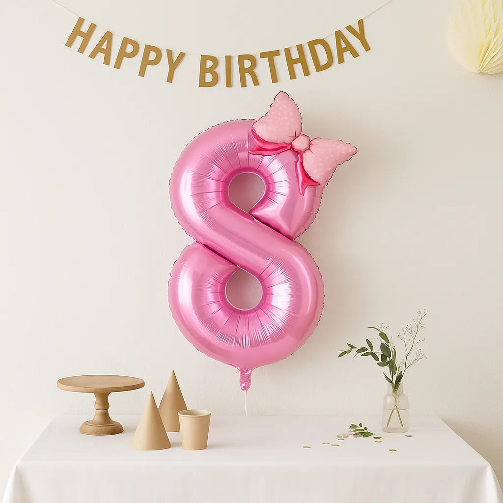 Ballon Anniversaire Chiffre Rose8