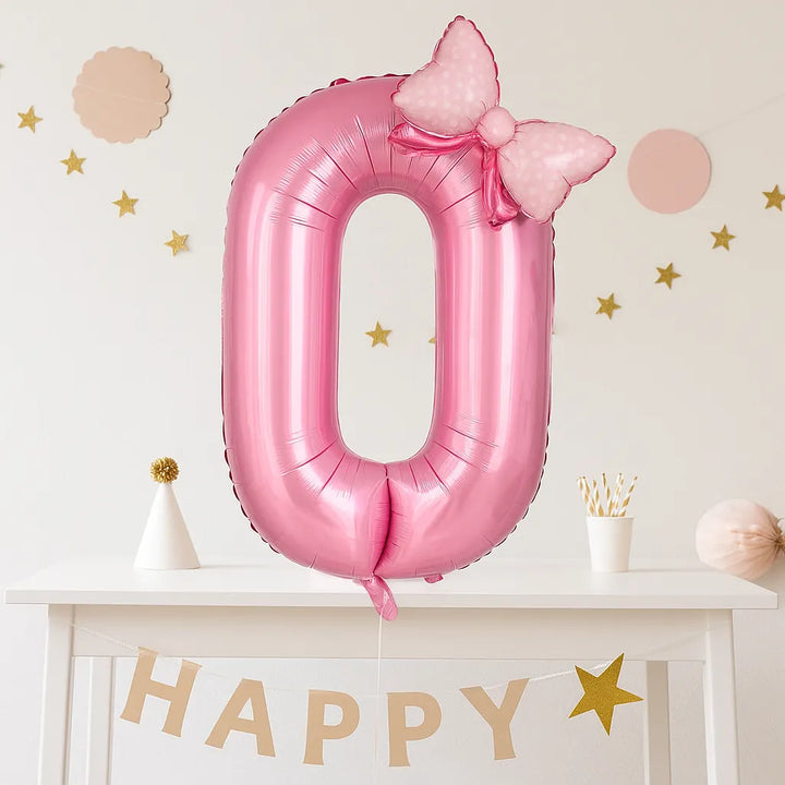 Ballon Anniversaire Chiffre Rose 0