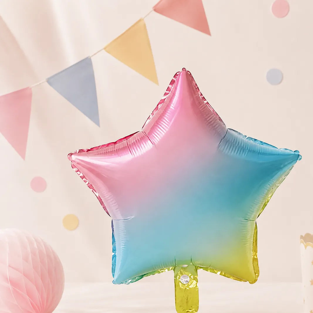 Ballon Anniversaire Etoile Multicolore Unique