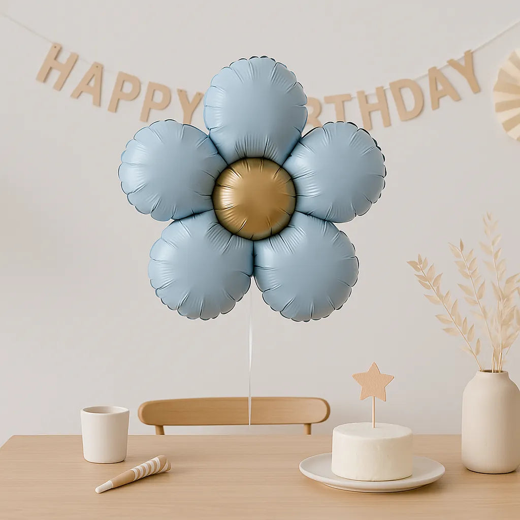 Ballon Anniversaire Fleur Bleu