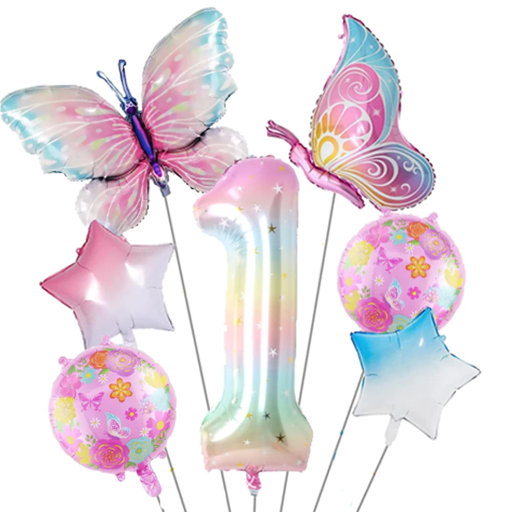 Ballon Chiffre Arc-en-ciel Papillon