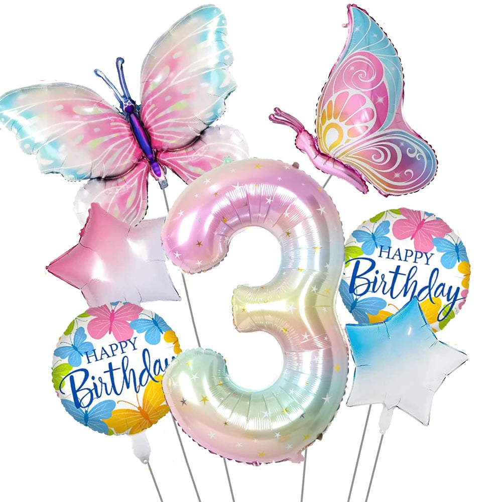 Ballon Chiffre Arc-en-ciel Papillon3