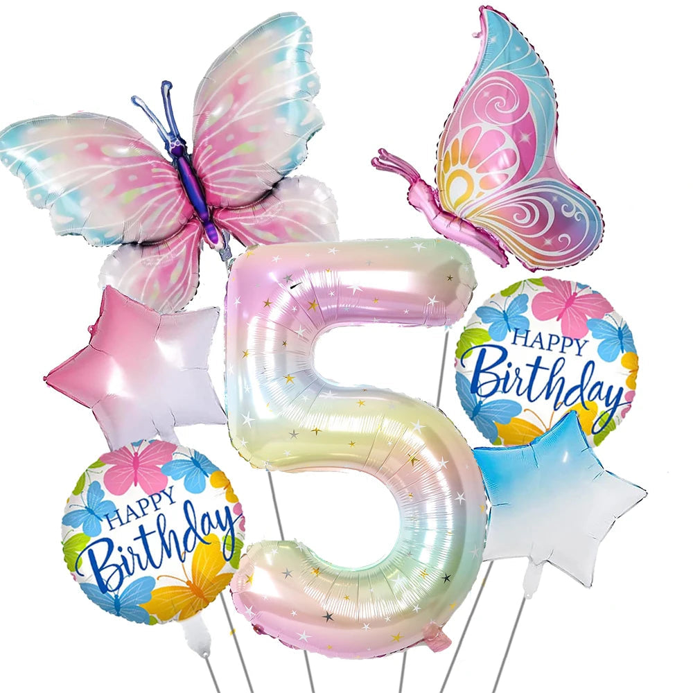 Ballon Chiffre Arc-en-ciel Papillon 5