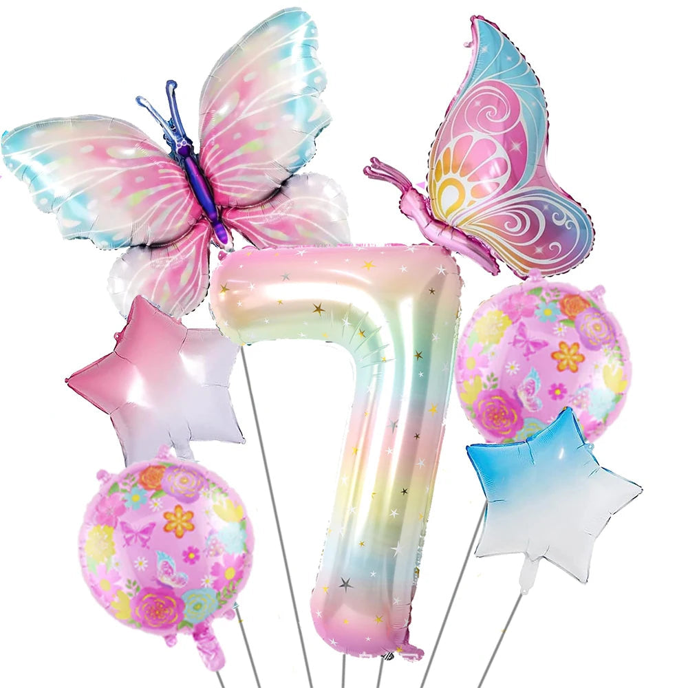 Ballon Chiffre Arc-en-ciel Papillon 7