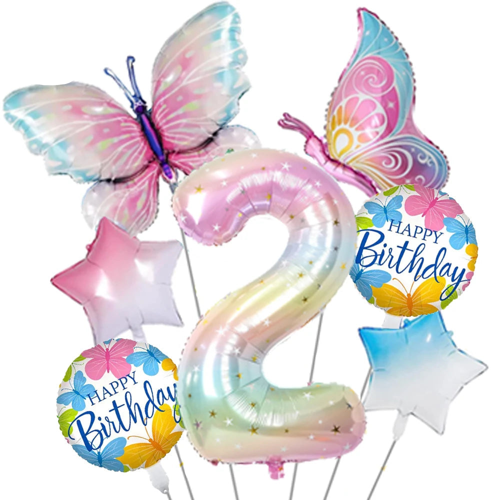 Ballon Chiffre Arc-en-ciel Papillon Beau