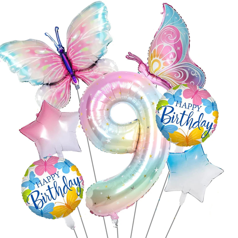 Ballon Chiffre Arc-en-ciel Papillon Parfait