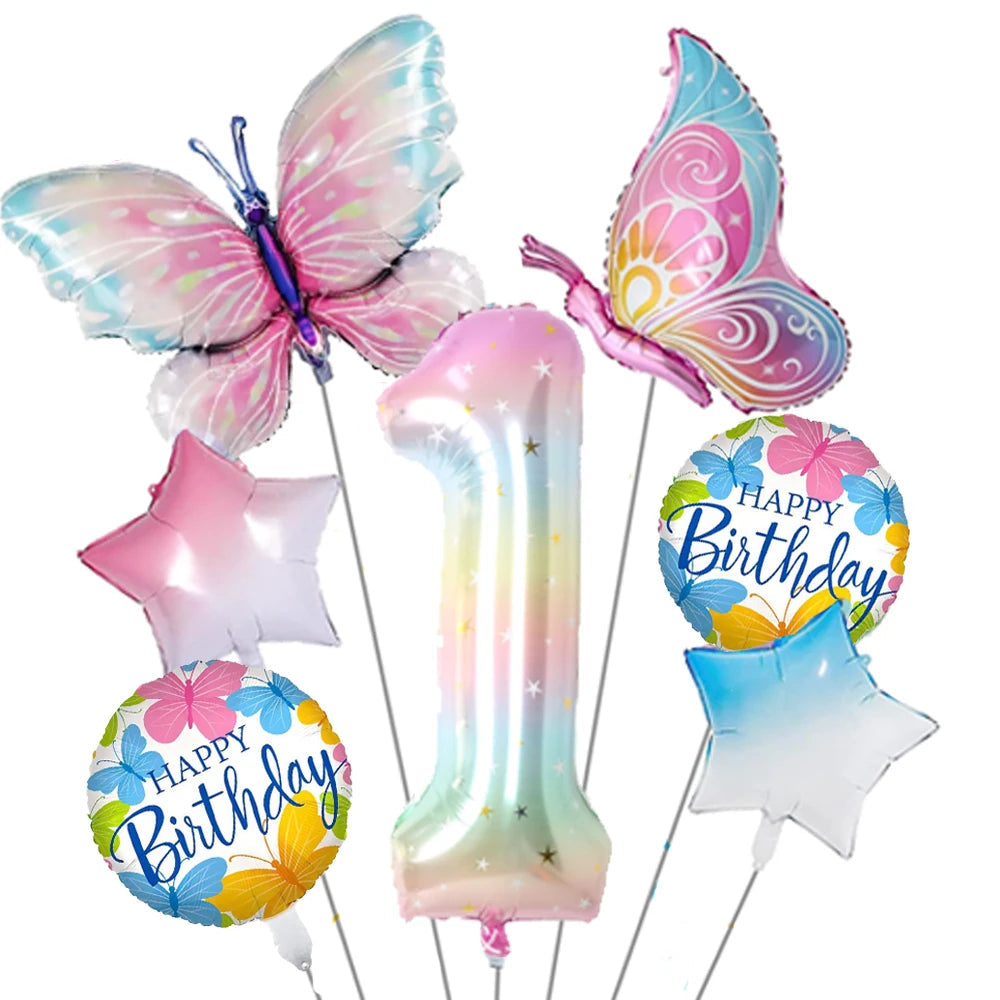 Ballon Chiffre Arc-en-ciel Papillon Pas cher