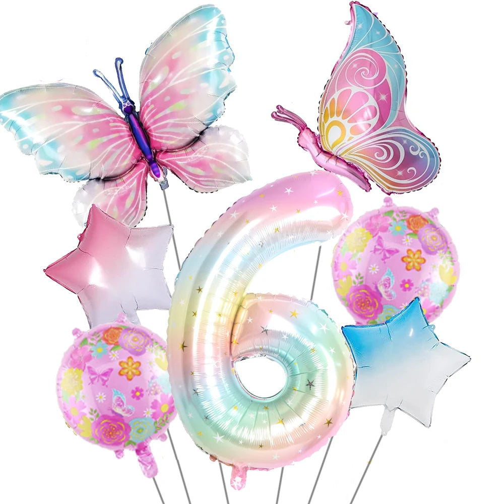 Ballon Chiffre Arc-en-ciel Papillon Pratique