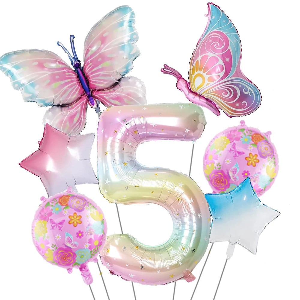 Ballon Chiffre Arc-en-ciel Papillon Tendance