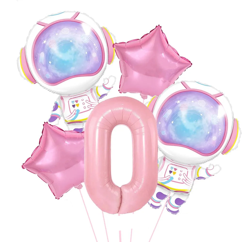 Ballon Chiffre Astronaute Rose