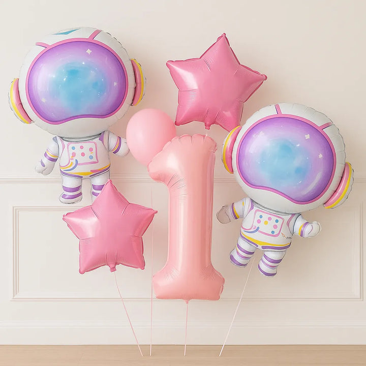 Ballon Chiffre Astronaute Rose 1