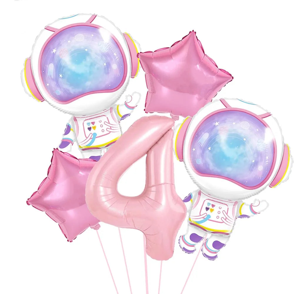 Ballon Chiffre Astronaute Rose 4