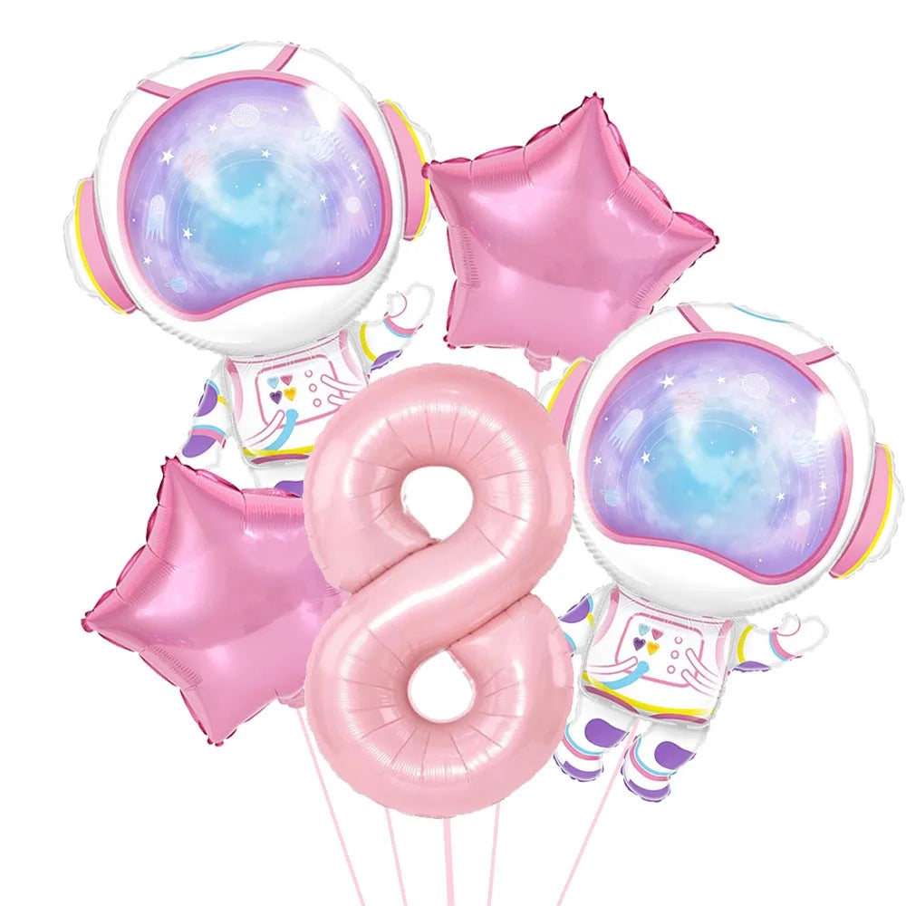 Ballon Chiffre Astronaute Rose 8