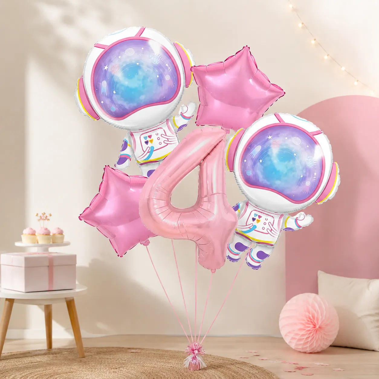 Ballon Chiffre Astronaute Rose 4