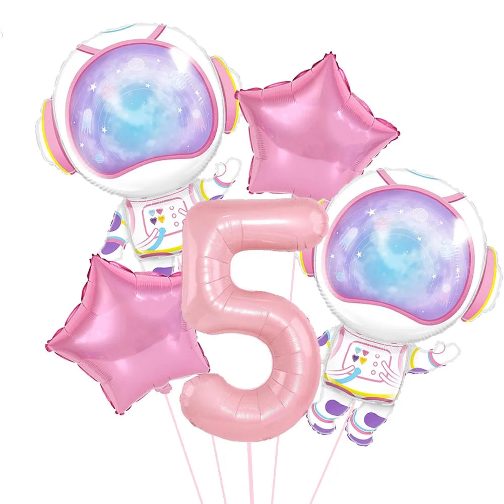 Ballon Chiffre Astronaute Rose Kawai