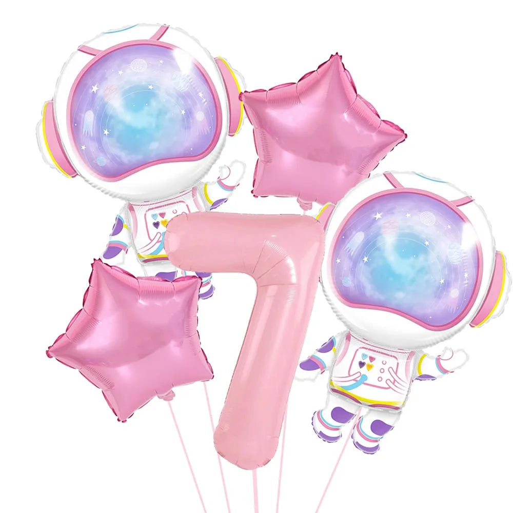 Ballon Chiffre Astronaute Rose Original