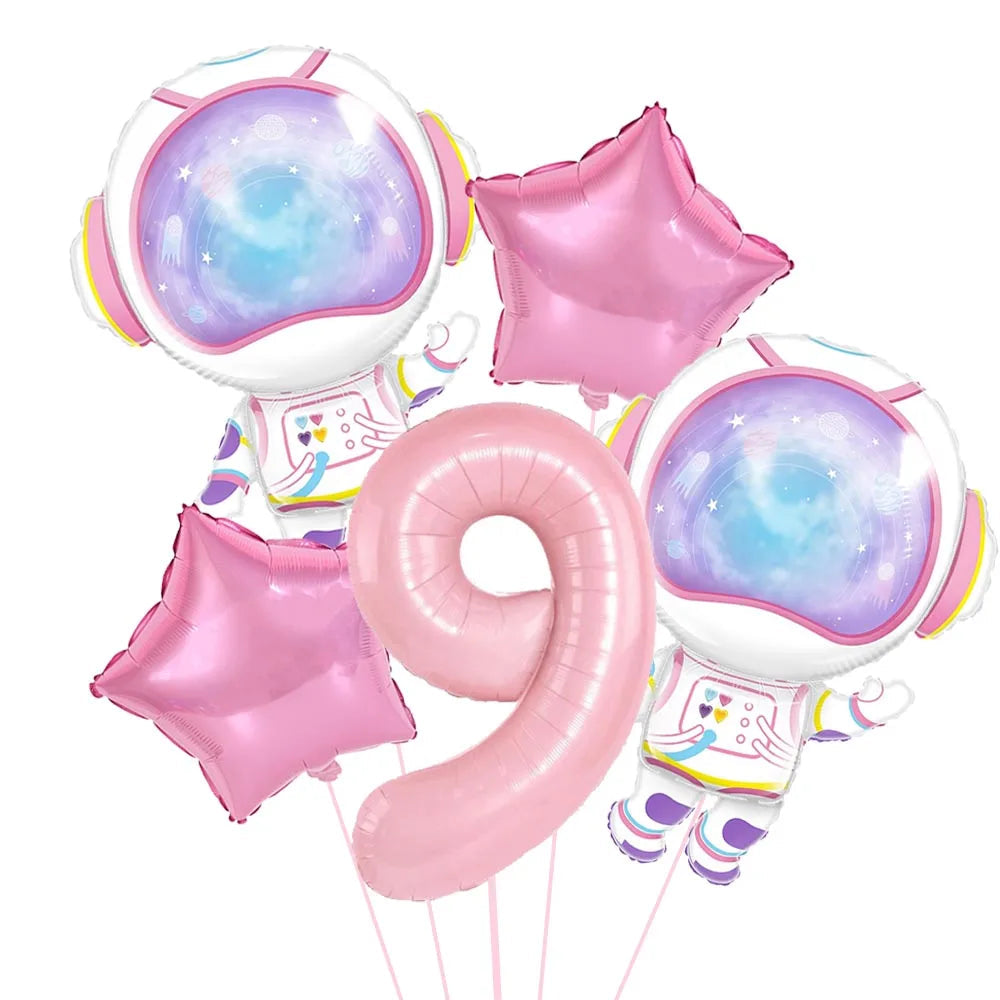 Ballon Chiffre Astronaute Rose Pratique