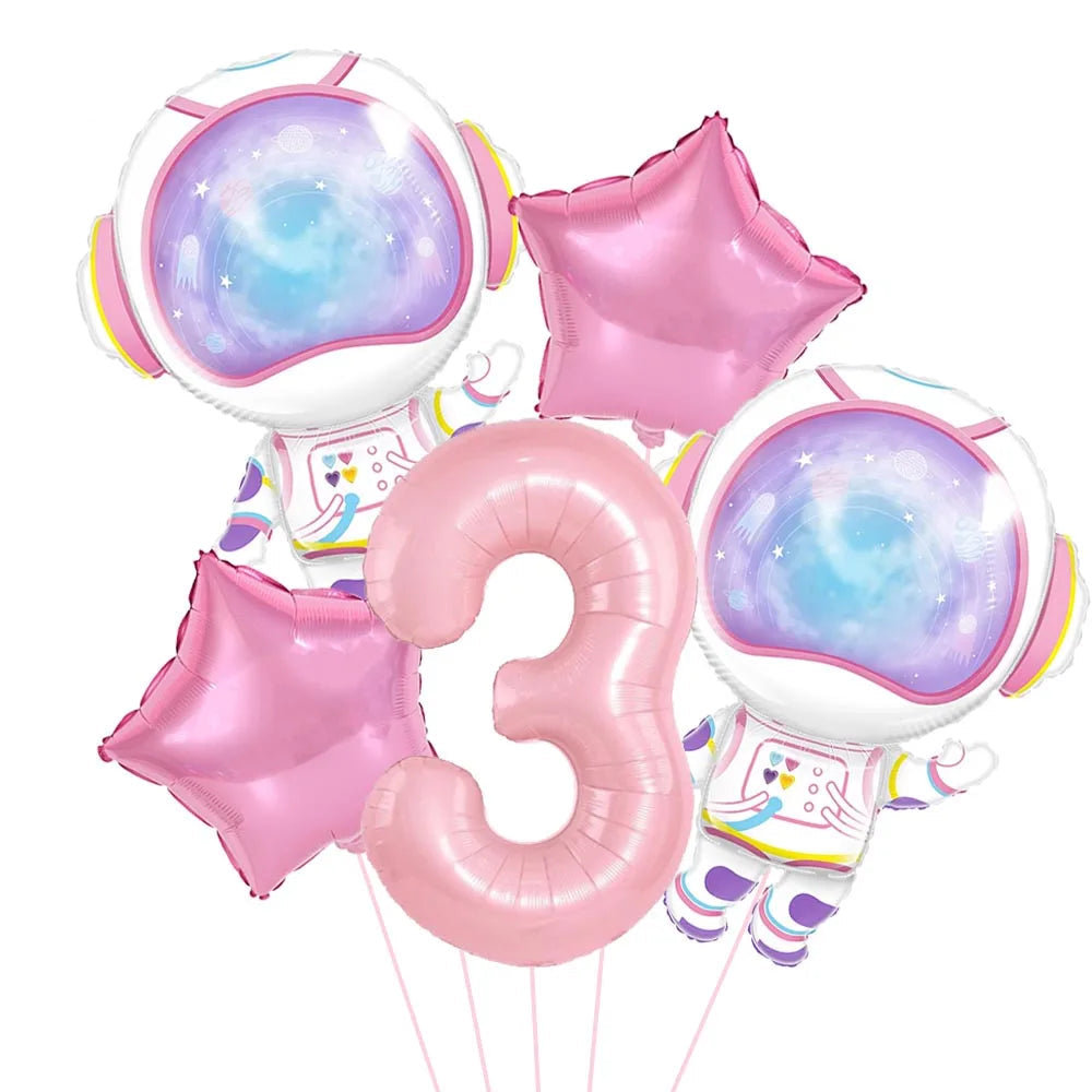 Ballon Chiffre Astronaute Rose Unique