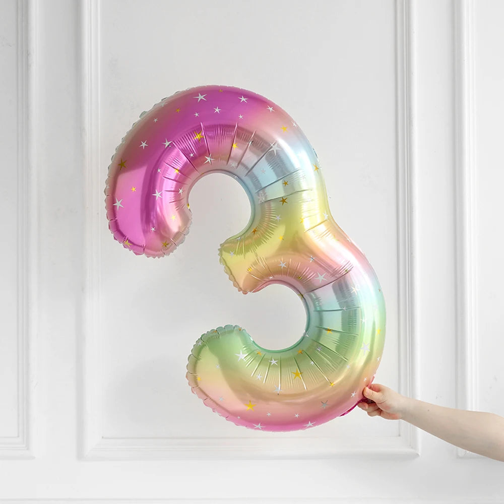 Ballon Chiffre Dégradé Etoilé Unique