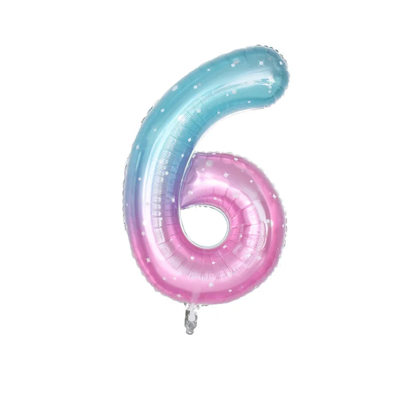Ballon Chiffre Dégradé Rose et Bleu 6