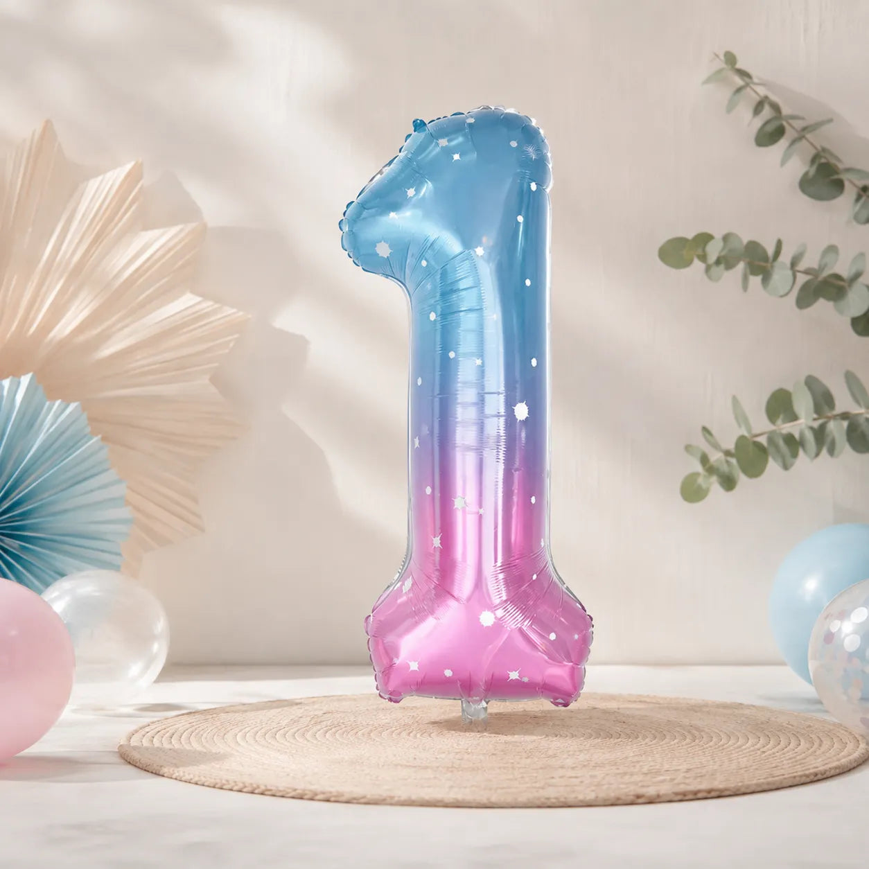 Ballon Chiffre Dégradé Rose et Bleu Beau
