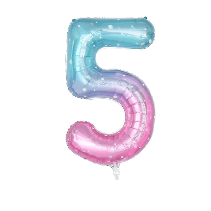 Ballon Chiffre Dégradé Rose et Bleu Kawai