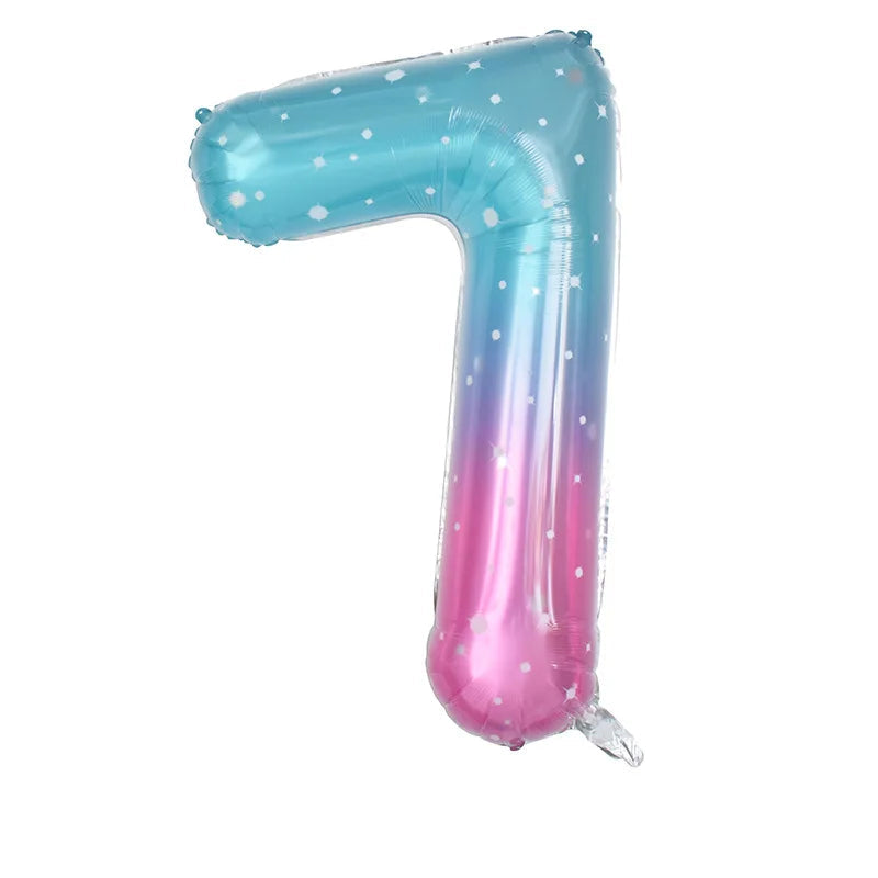 Ballon Chiffre Dégradé Rose et Bleu Original