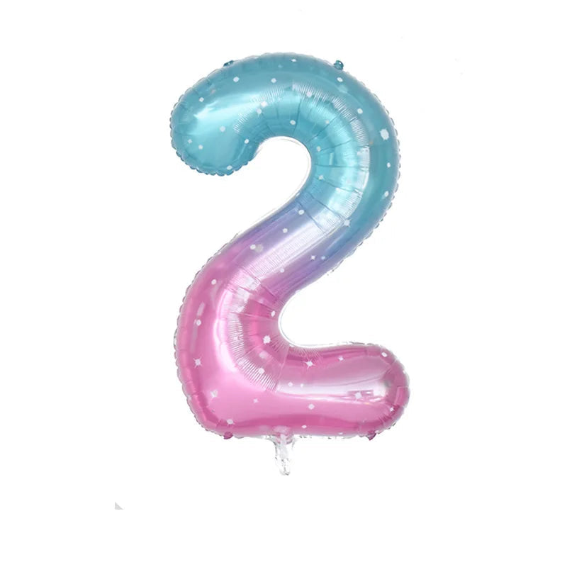 Ballon Chiffre Dégradé Rose et Bleu Unique