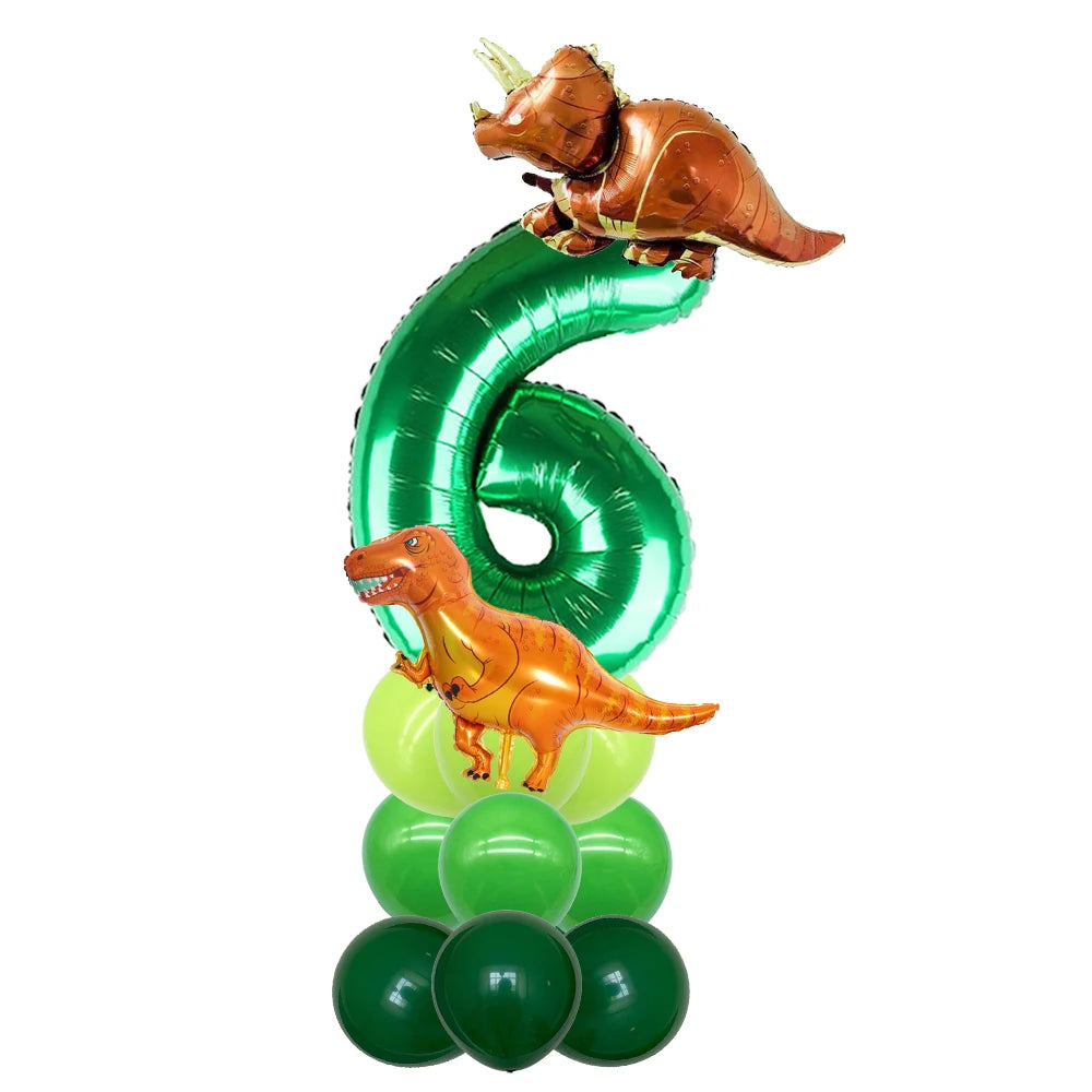 Ballon Chiffre Dinosaure Vert Design